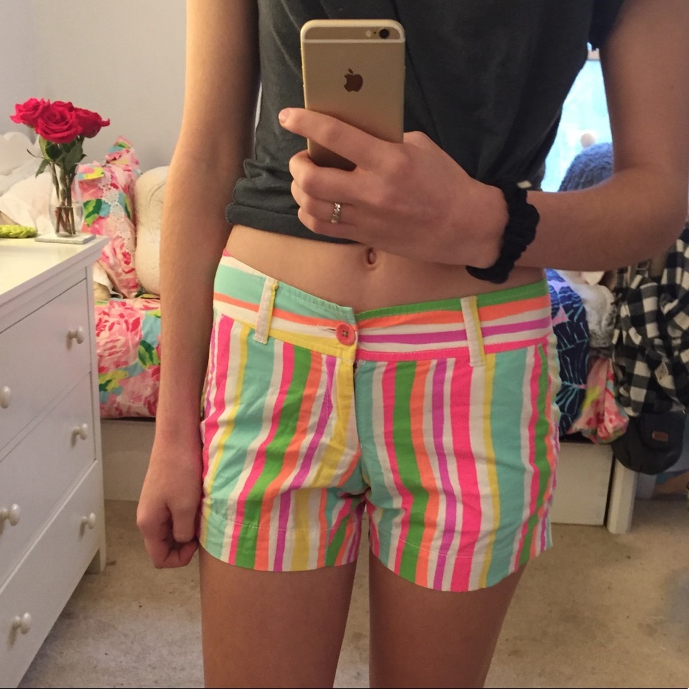 lilly pulitzer neon striped shorts